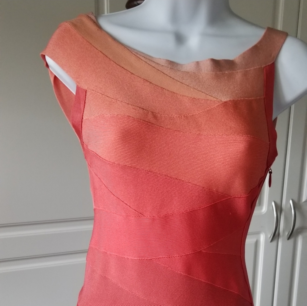 Herve Leger orange ombre bandage dress xs